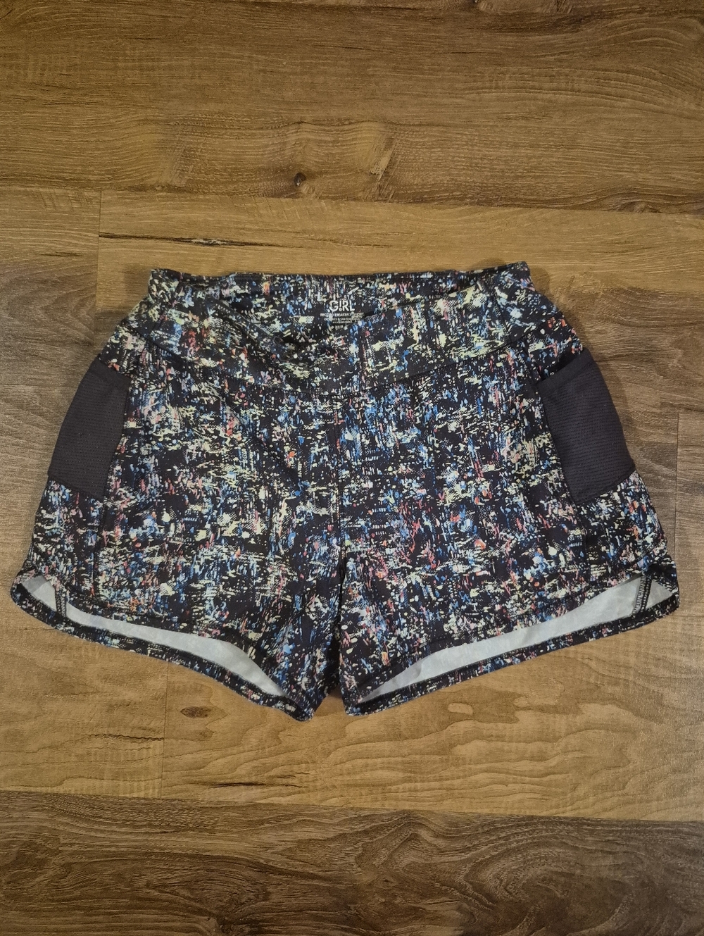 Athleta Kids Printed Athletic Shorts - Black Multi Splatter